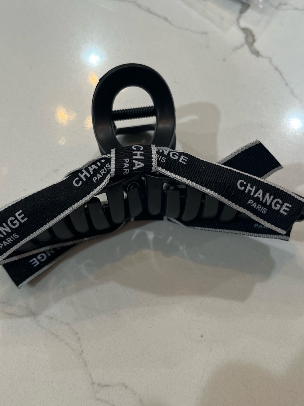 Black Hair Claw Clip with Branded Ribbon